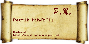 Petrik Mihály névjegykártya