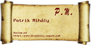 Petrik Mihály névjegykártya